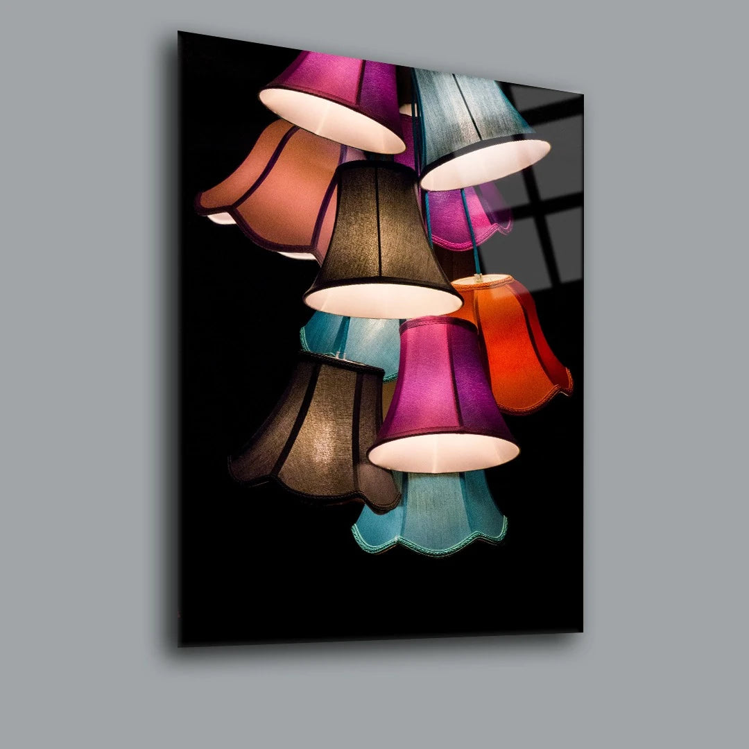 Colorful Lampshades Glass Wall Art
