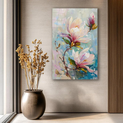 Magnolia Glass Wall Art - LUXARTDECO