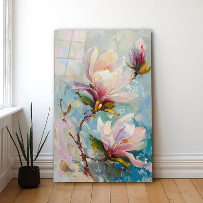 Magnolia Glass Wall Art - LUXARTDECO