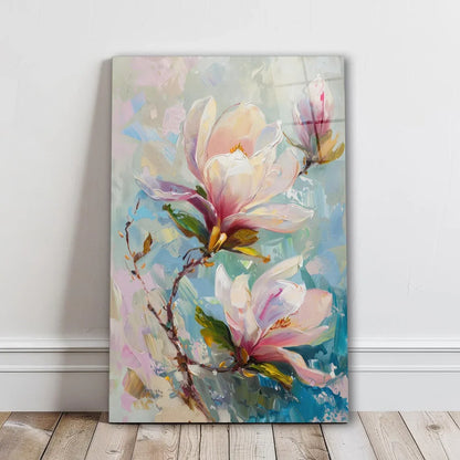 Magnolia Glass Wall Art - LUXARTDECO