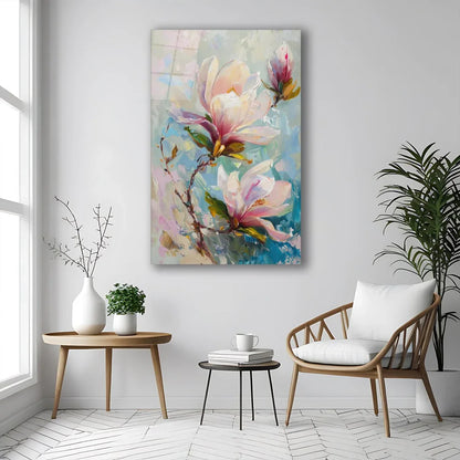 Magnolia Glass Wall Art - LUXARTDECO