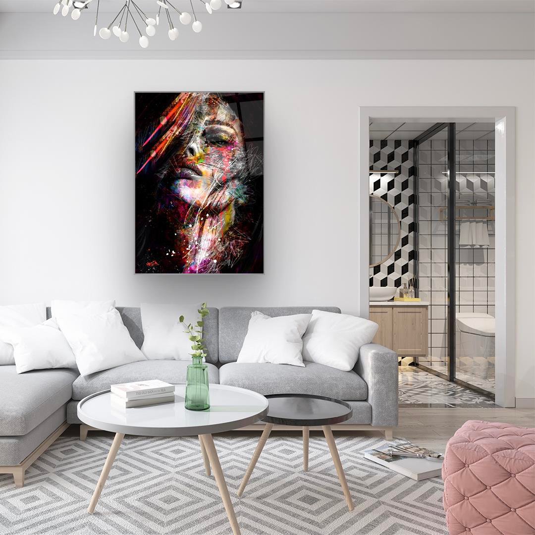 Colorful Abstract Woman Glass Wall Art