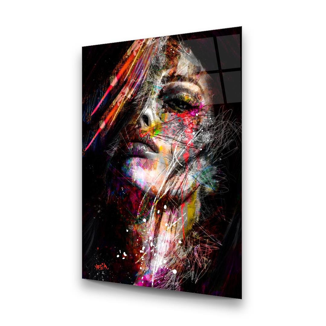 Colorful Abstract Woman Glass Wall Art