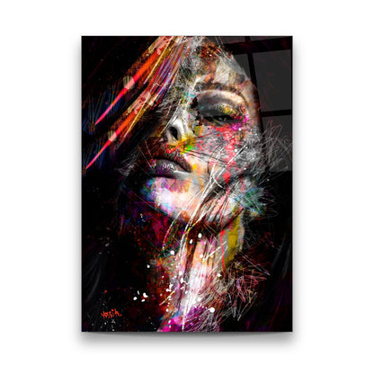 Colorful Abstract Woman Glass Wall Art