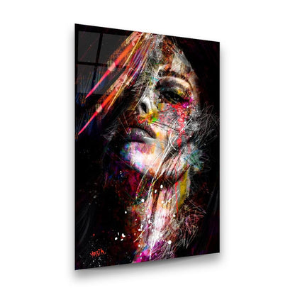 Colorful Abstract Woman Glass Wall Art