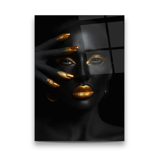 Black Gold Woman Glass Wall Art