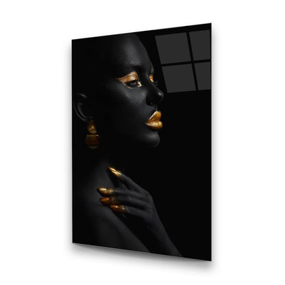 Black Gold Woman 2 Glass Wall Art
