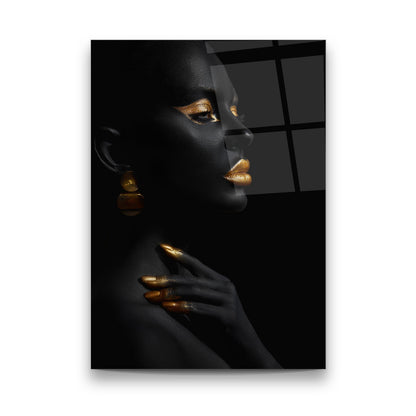 Black Gold Woman 2 Glass Wall Art
