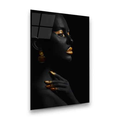 Black Gold Woman 2 Glass Wall Art