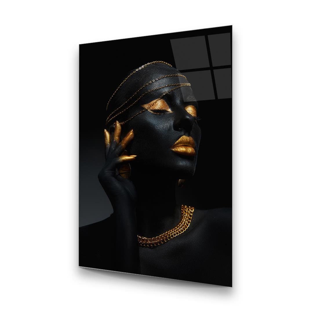 Black Gold Woman 3 Glass Wall Art
