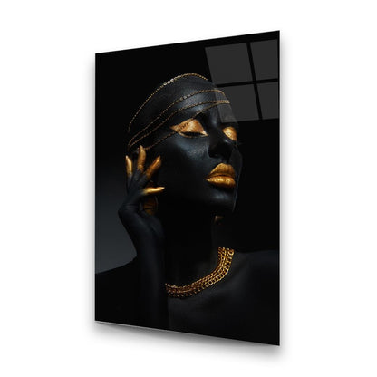 Black Gold Woman 3 Glass Wall Art