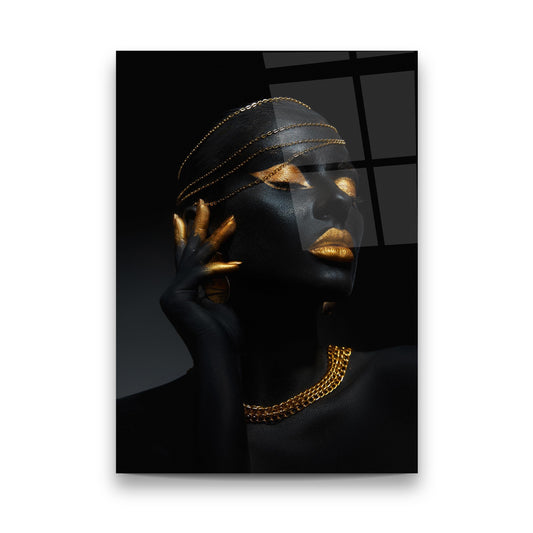 Black Gold Woman 3 Glass Wall Art