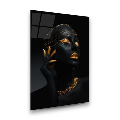 Black Gold Woman 3 Glass Wall Art