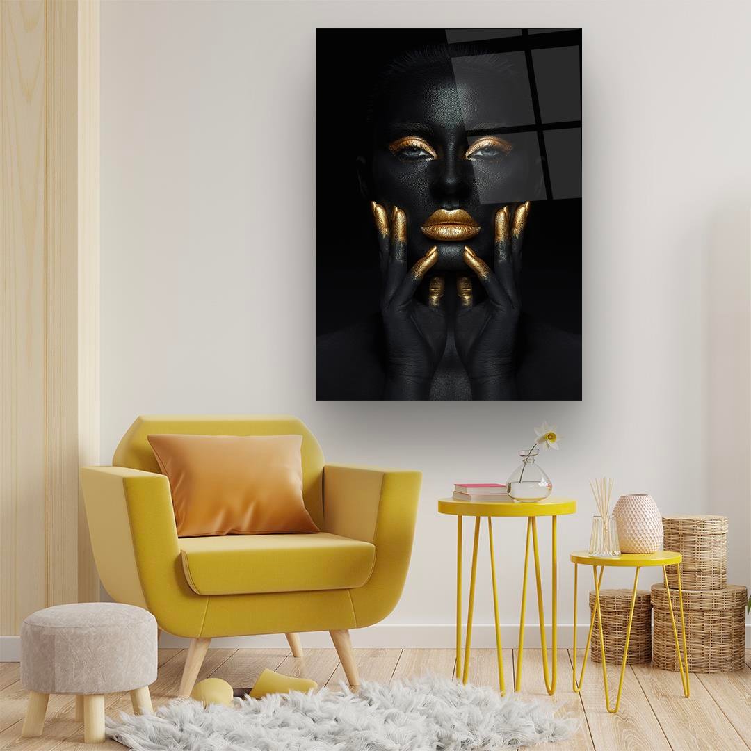 Black Gold Woman 4 Glass Wall Art