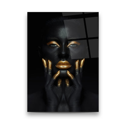 Black Gold Woman 4 Glass Wall Art
