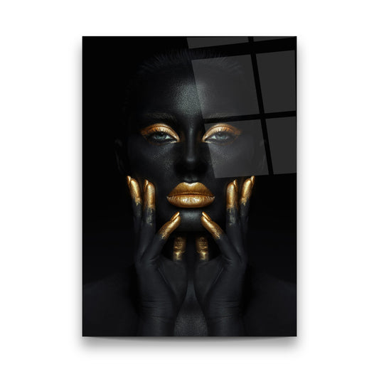 Black Gold Woman 4 Glass Wall Art