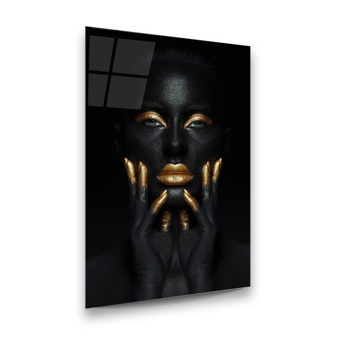 Black Gold Woman 4 Glass Wall Art