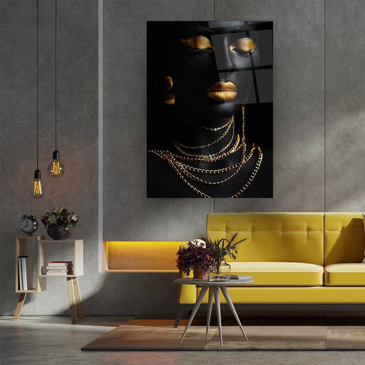 Black Gold Woman 5 Glass Wall Art