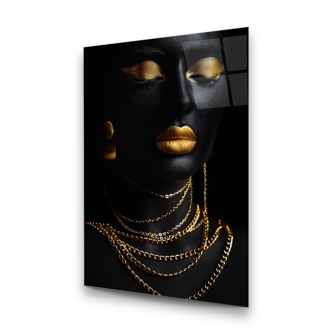 Black Gold Woman 5 Glass Wall Art