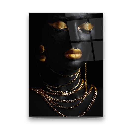 Black Gold Woman 5 Glass Wall Art