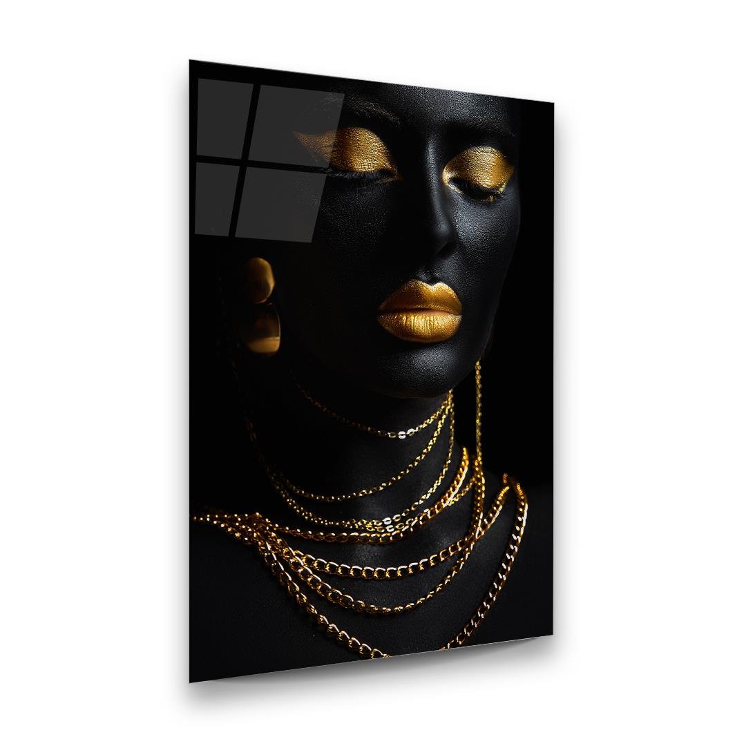 Black Gold Woman 5 Glass Wall Art