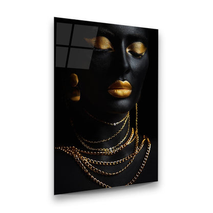 Black Gold Woman 5 Glass Wall Art