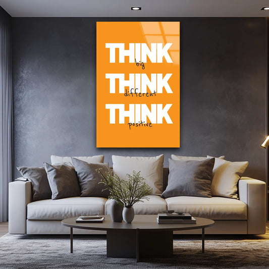 Think Big Typography Glass Wall Art
