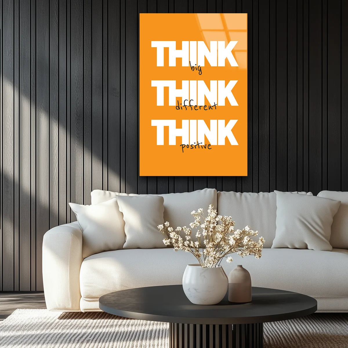 Think Big Typography Glass Wall Art