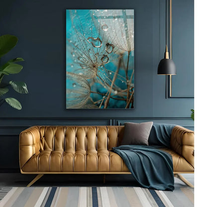 Turquoise Dandelion Glass Wall Art