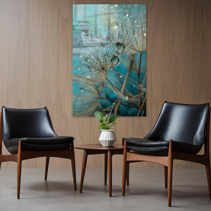 Turquoise Dandelion Glass Wall Art