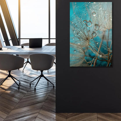 Turquoise Dandelion Glass Wall Art
