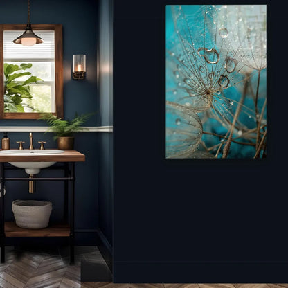 Turquoise Dandelion Glass Wall Art