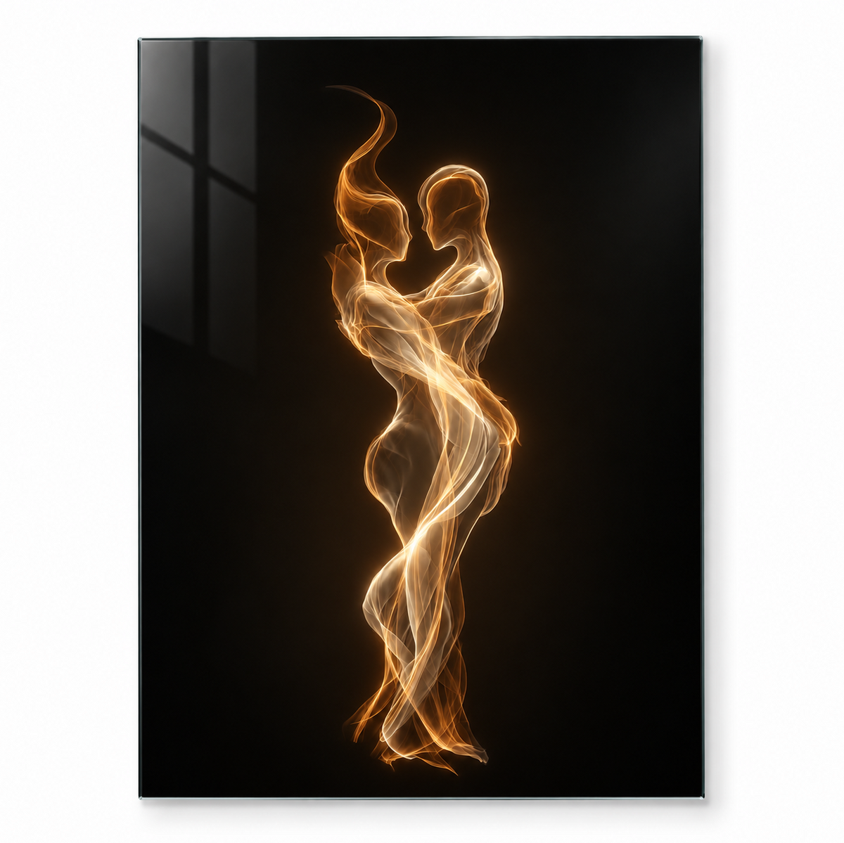 Golden Embrace Glass Wall Art