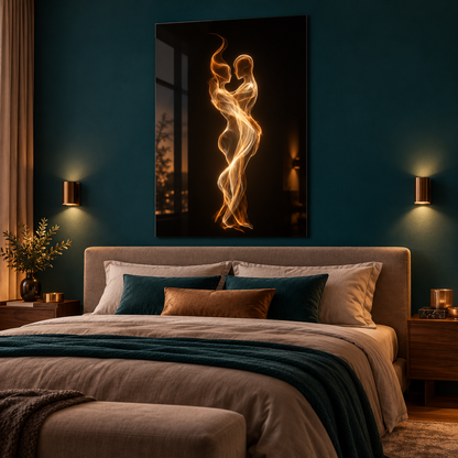 Golden Embrace Glass Wall Art