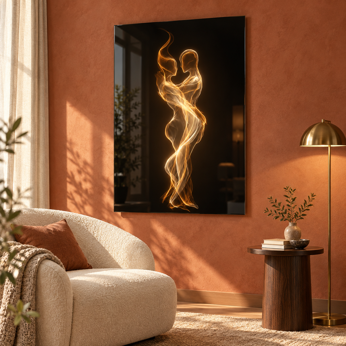 Golden Embrace Glass Wall Art