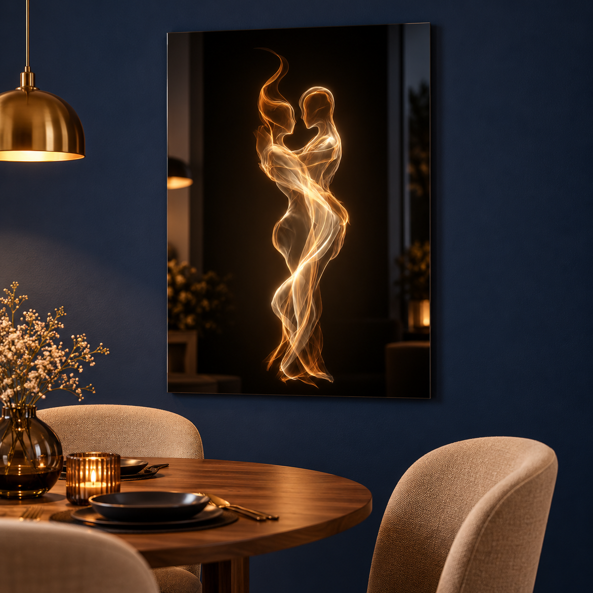 Golden Embrace Glass Wall Art
