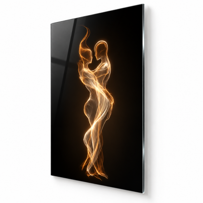 Golden Embrace Glass Wall Art