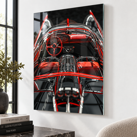 Ferrari Retro Glass Wall Art