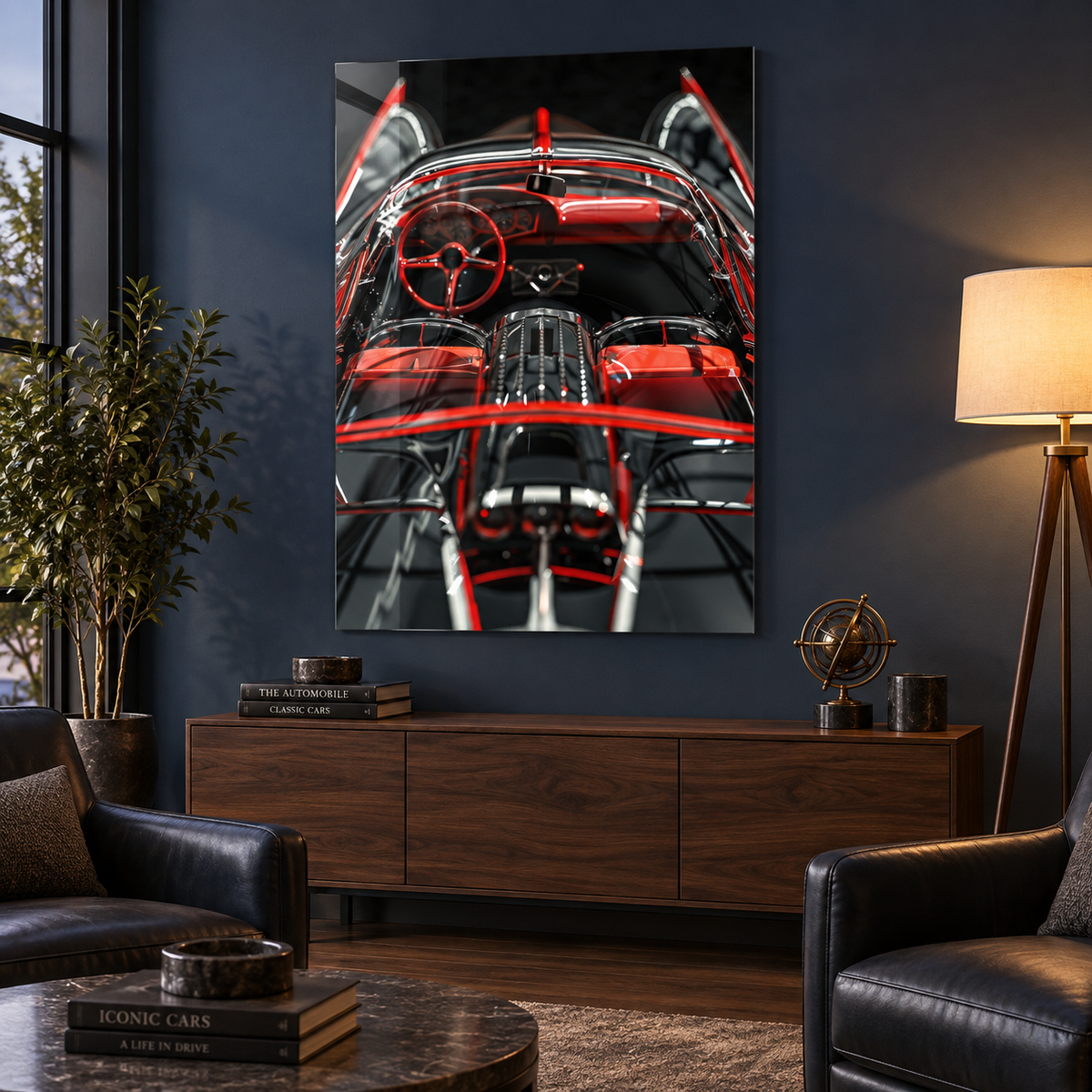 Ferrari Retro Glass Wall Art