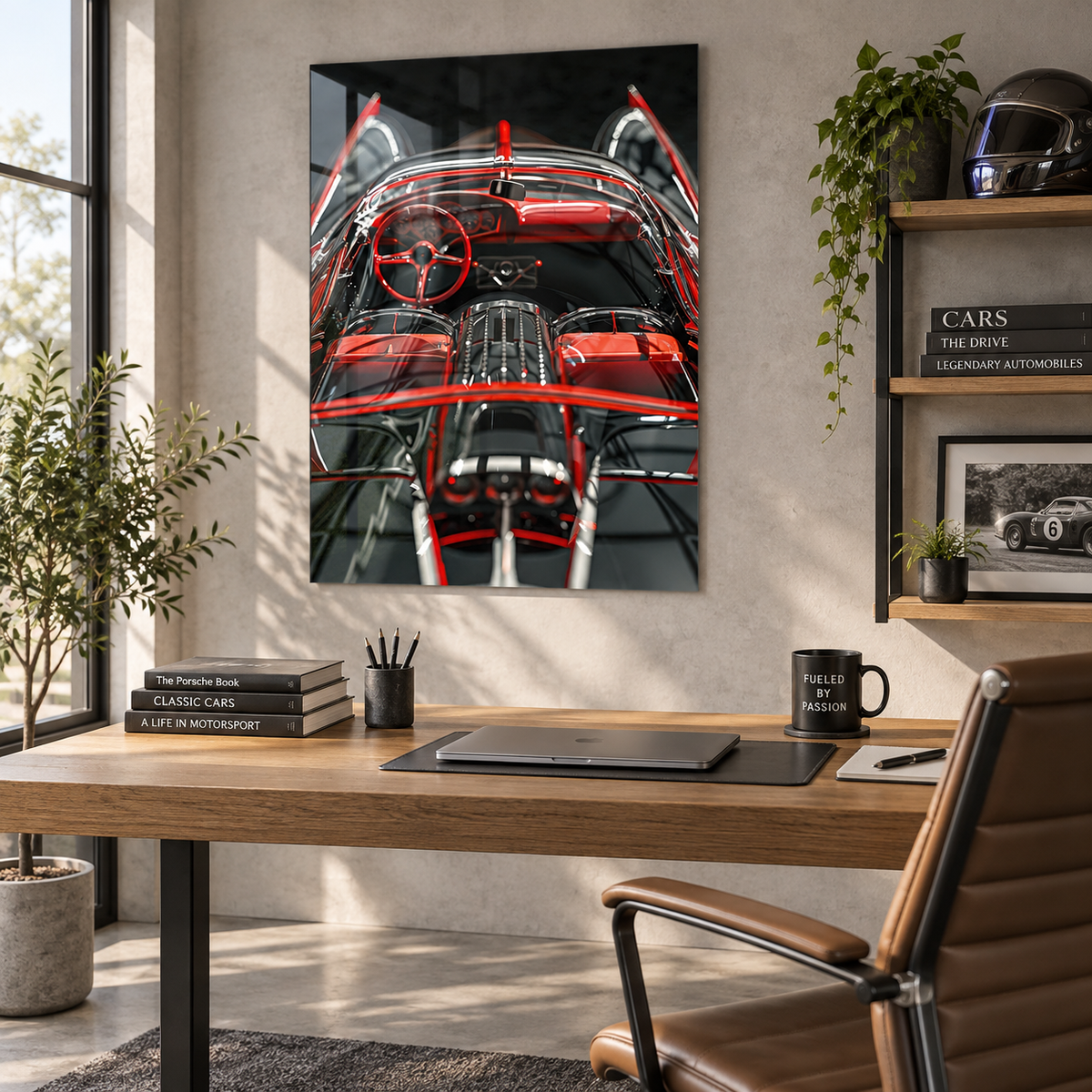 Ferrari Retro Glass Wall Art