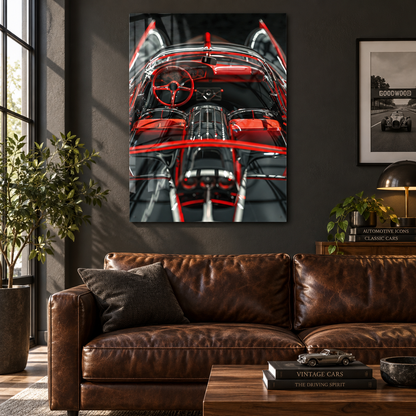Ferrari Retro Glass Wall Art