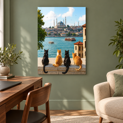 Istanbul Cats Glass Wall Art