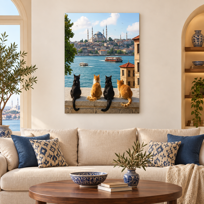 Istanbul Cats Glass Wall Art