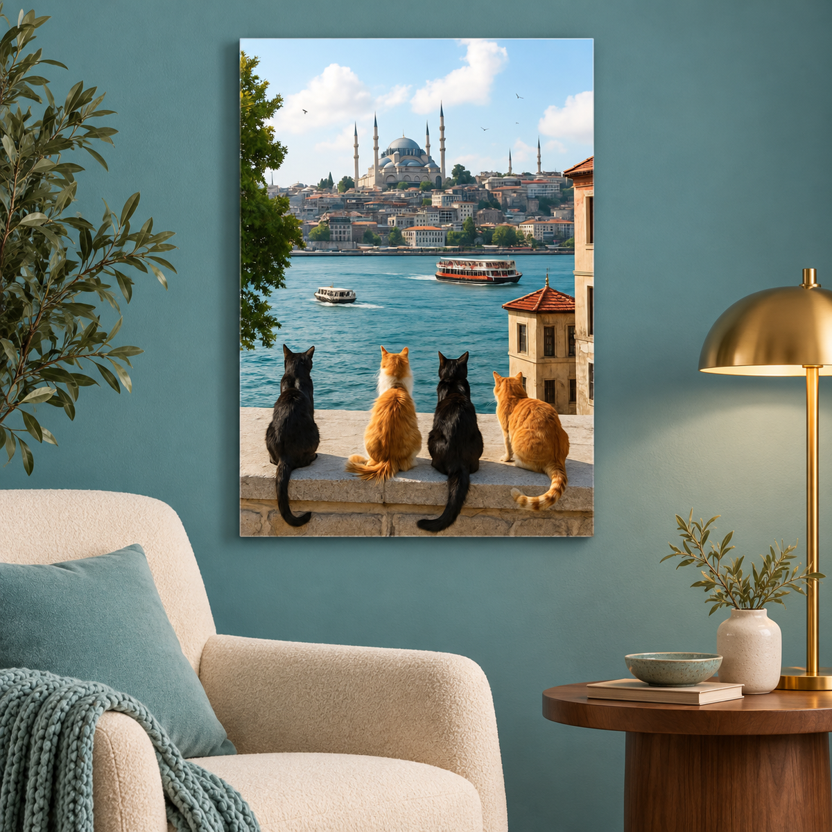 Istanbul Cats Glass Wall Art