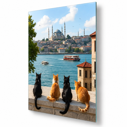 Istanbul Cats Glass Wall Art