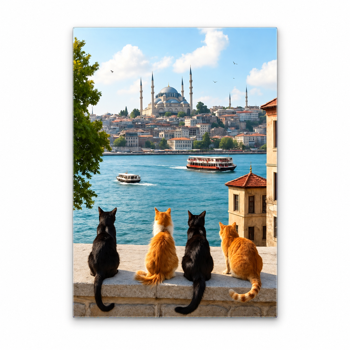 Istanbul Cats Glass Wall Art