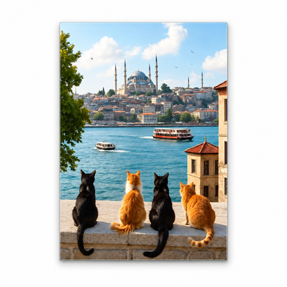 Istanbul Cats Glass Wall Art