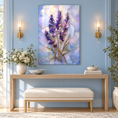 Lavande Violette Tableau en Verre Trempé