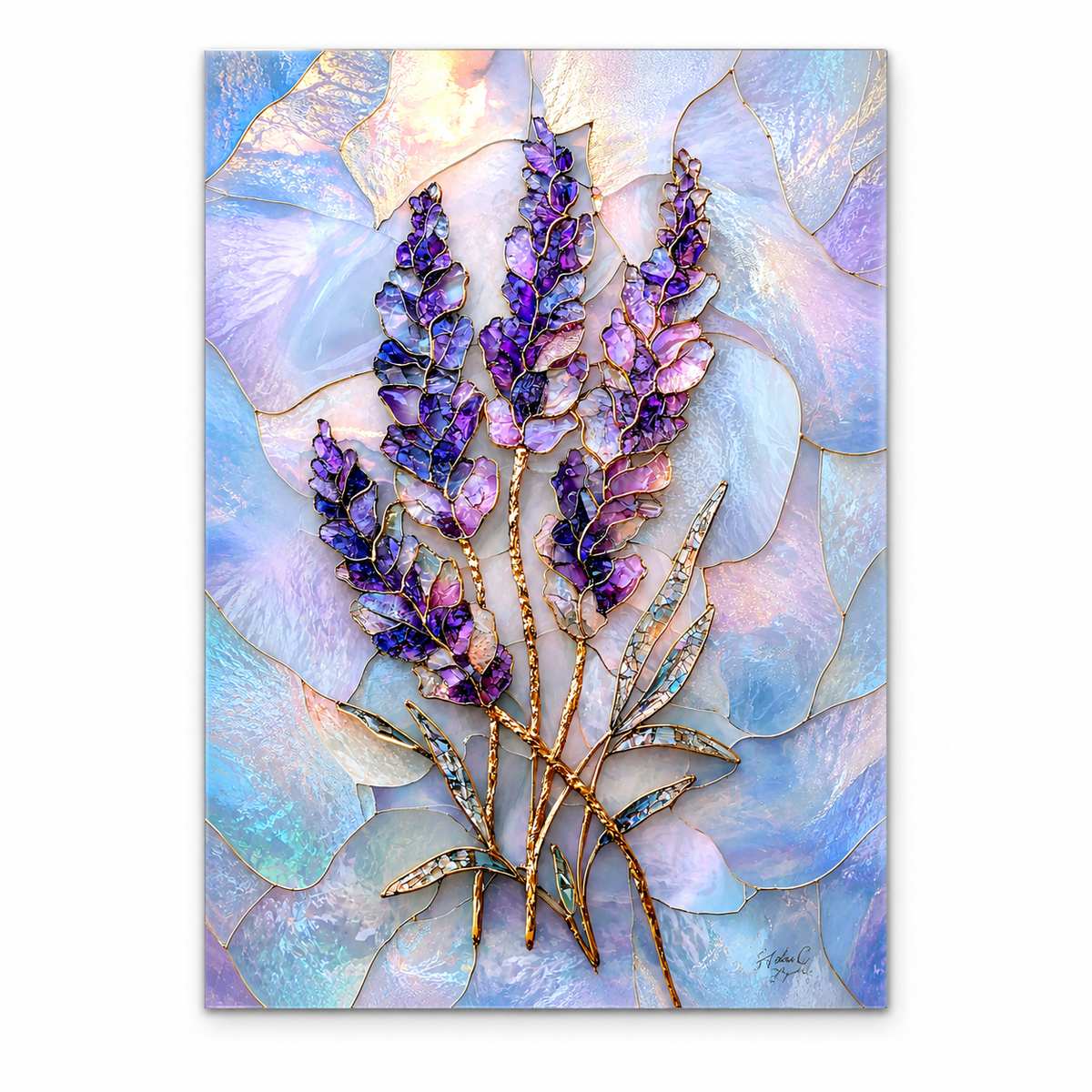 Lavande Violette Tableau en Verre Trempé