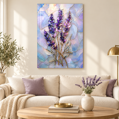 Lavande Violette Tableau en Verre Trempé